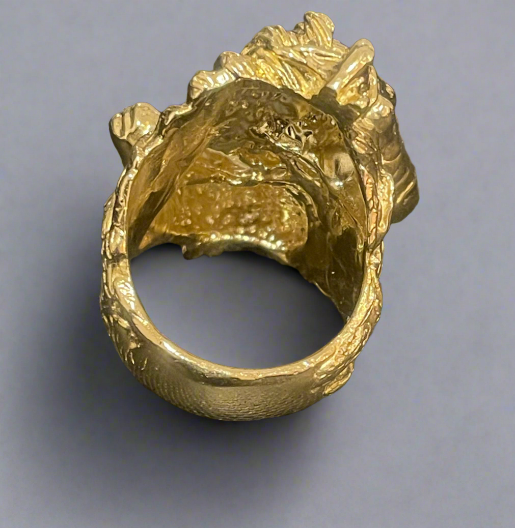 Double Horse Head Ring 9ct 43.47g