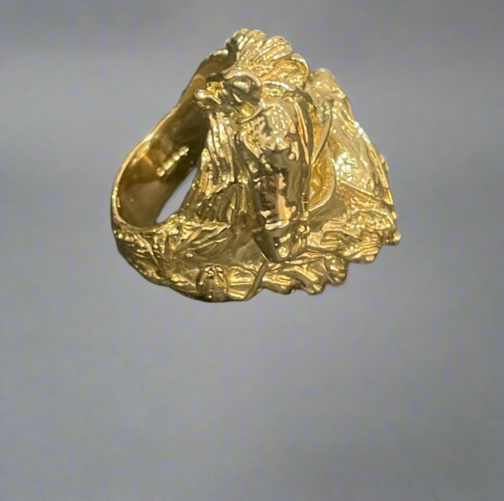 Double Horse Head Ring 9ct 43.47g