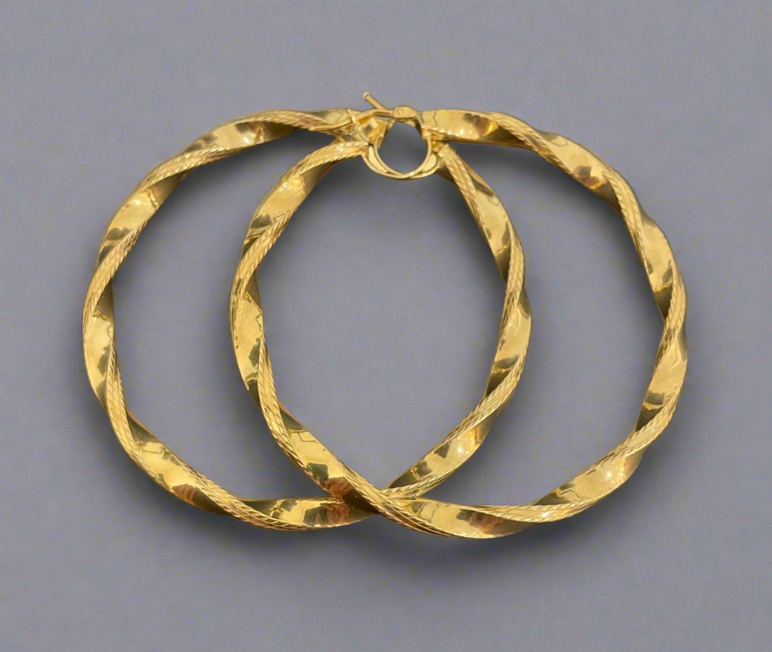 9ct Gold Spiral Hoops