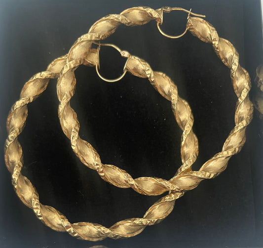 9ct Large Spiral Hoop Earrings