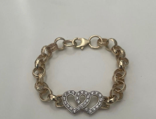 9ct Children’s Double Heart Belcher Bracelet