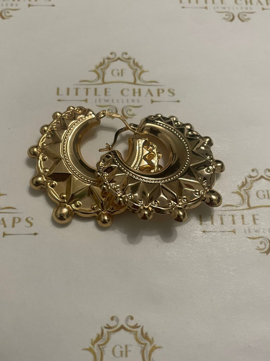 9ct Gold Creole Earrings 4.5g