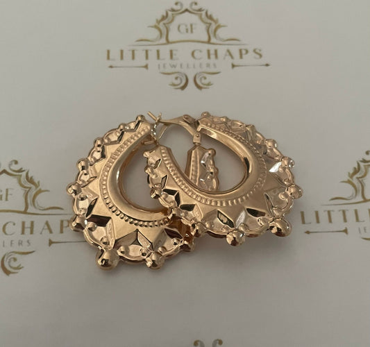 9ct Gold Creole Earrings 2.8g