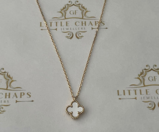 18ct Four Leaf Pearl Clover Necklace