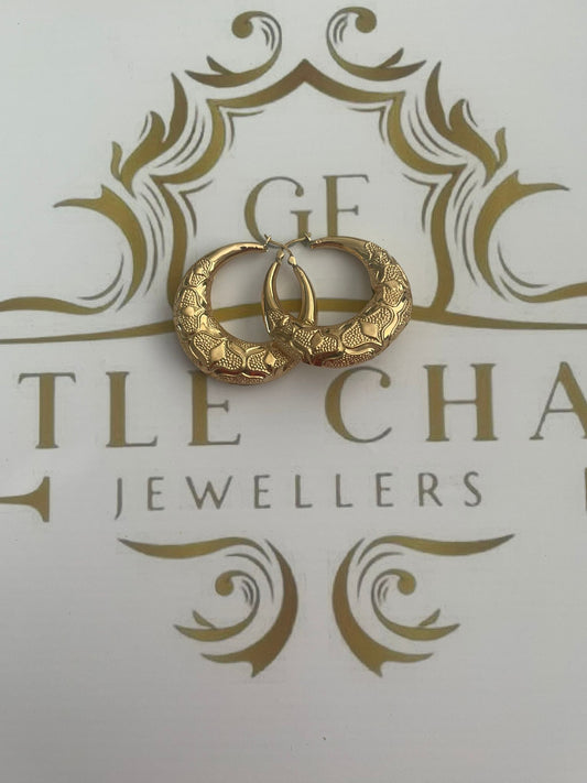 9ct Gold Oval Earrings - 6.6g