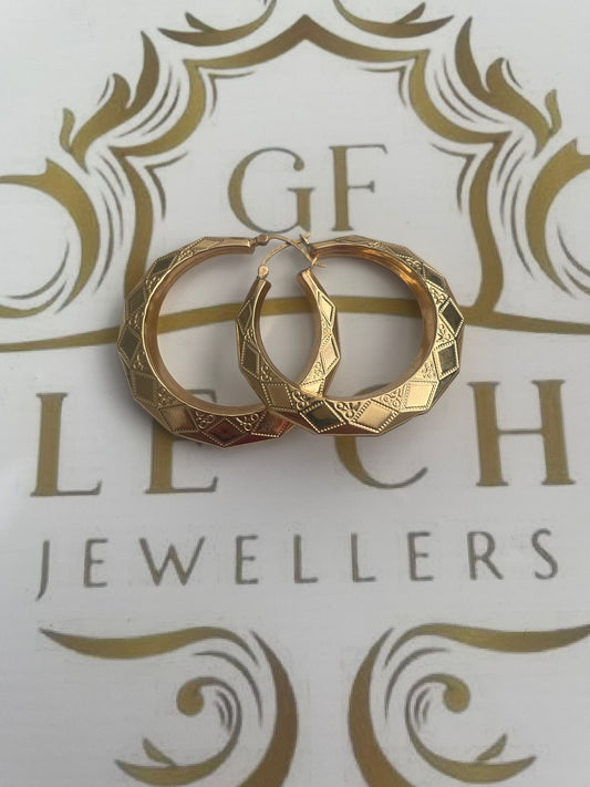 9ct Gold Oval Earrings - 5.5g